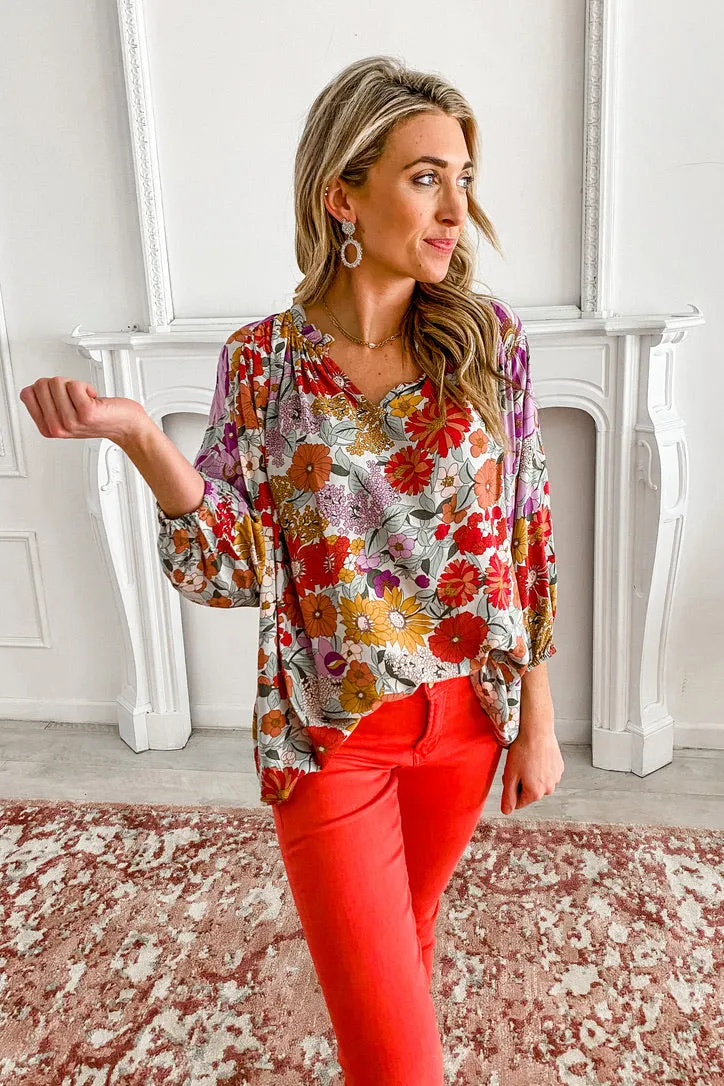 April Showers Floral Detail Blouse