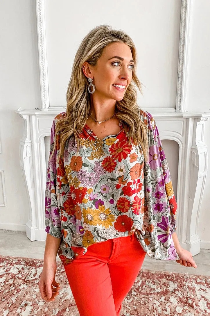 April Showers Floral Detail Blouse
