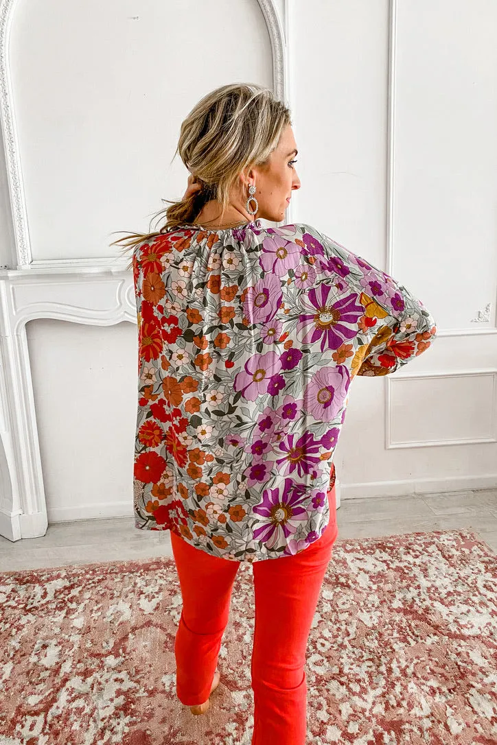 April Showers Floral Detail Blouse