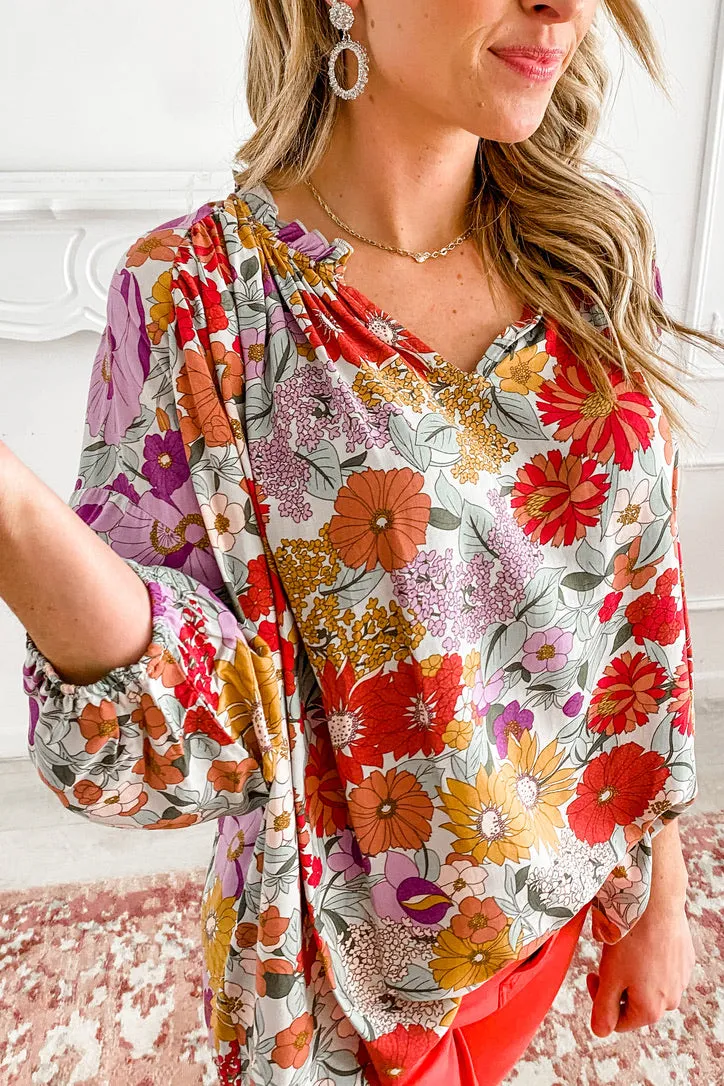 April Showers Floral Detail Blouse