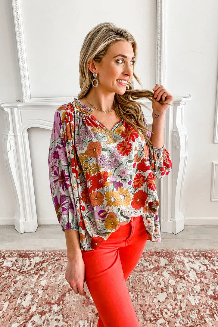 April Showers Floral Detail Blouse