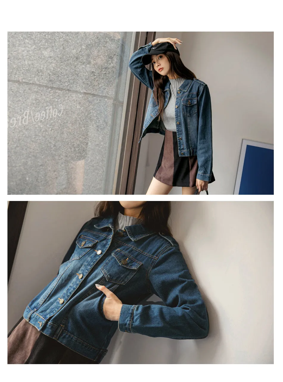 Basic Denim Long Sleeve Jacket