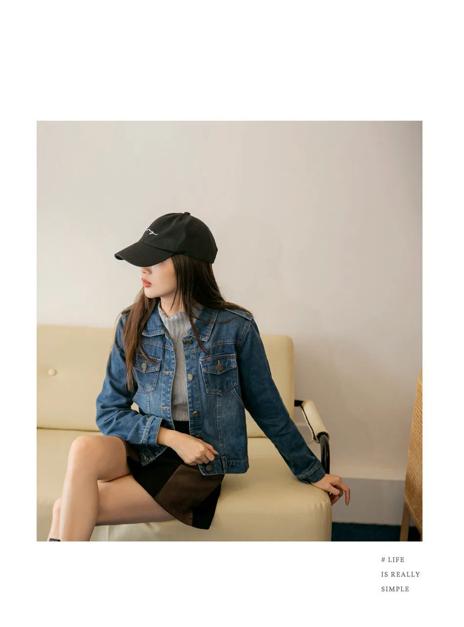 Basic Denim Long Sleeve Jacket