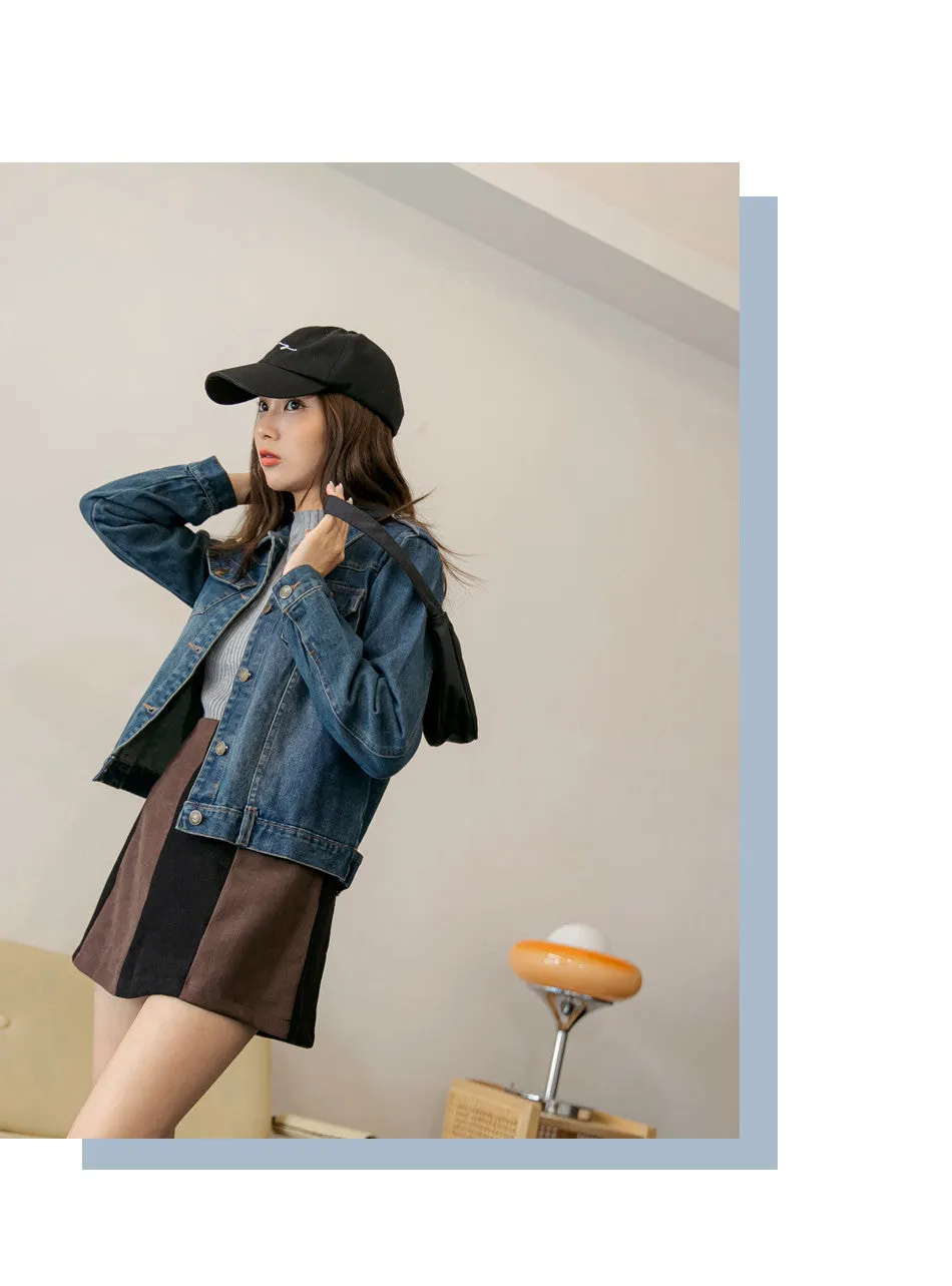 Basic Denim Long Sleeve Jacket
