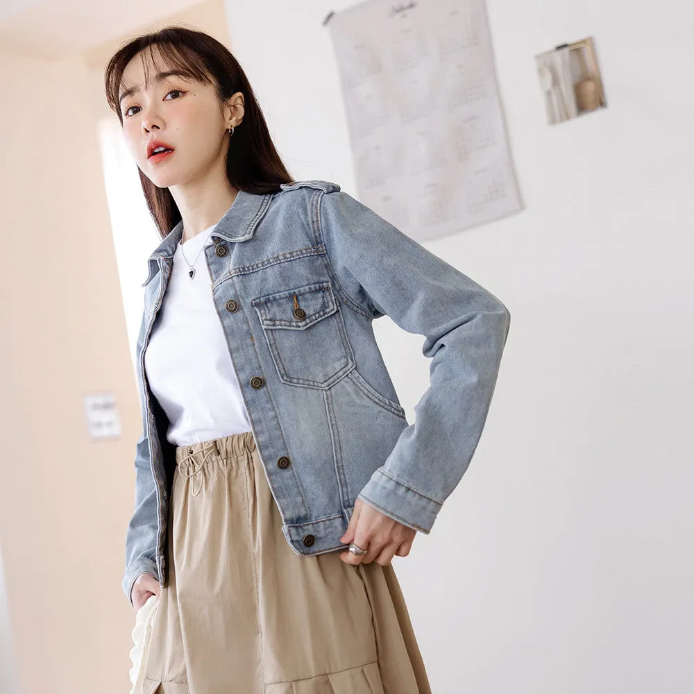 Basic Denim Long Sleeve Jacket