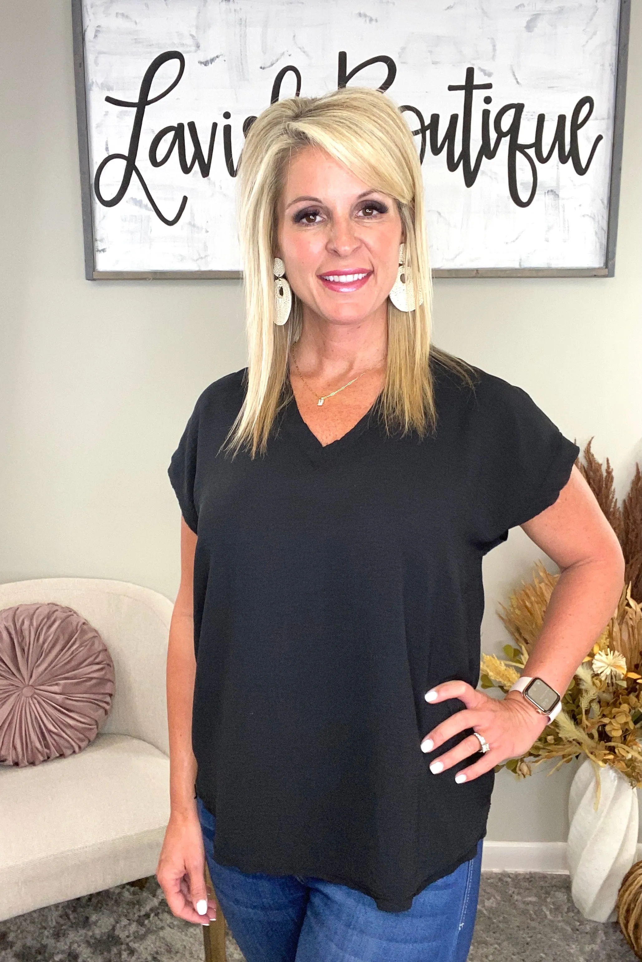 Black V-Neck Top *Final Sale*