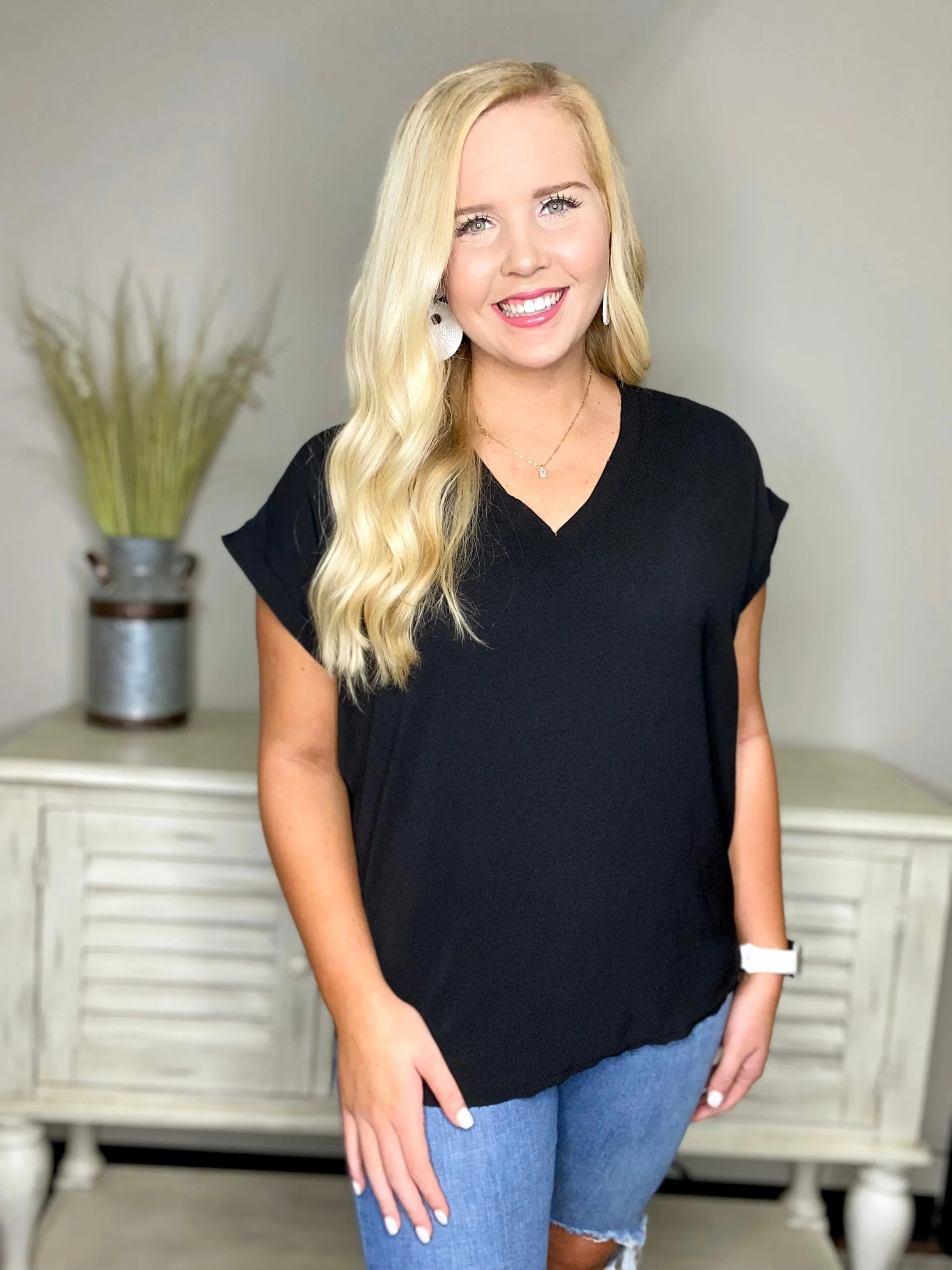 Black V-Neck Top *Final Sale*