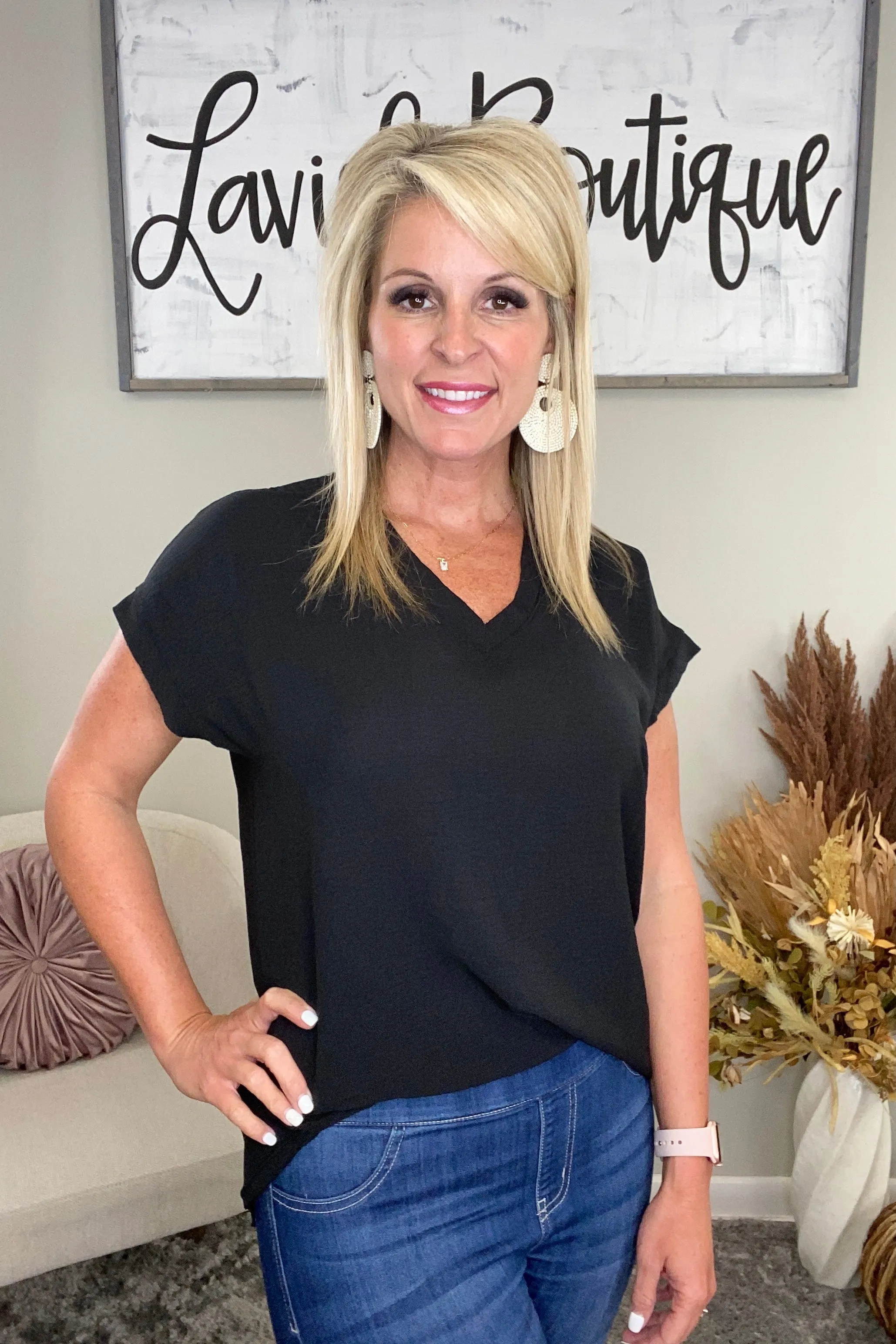 Black V-Neck Top *Final Sale*