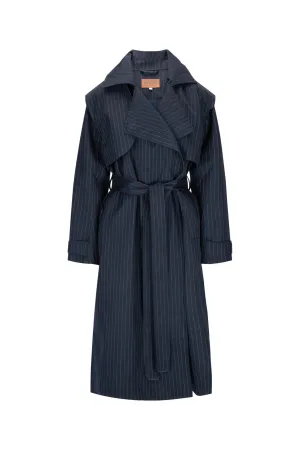 BRGN - Regndråpe Navy Pinstripe Trench Coat