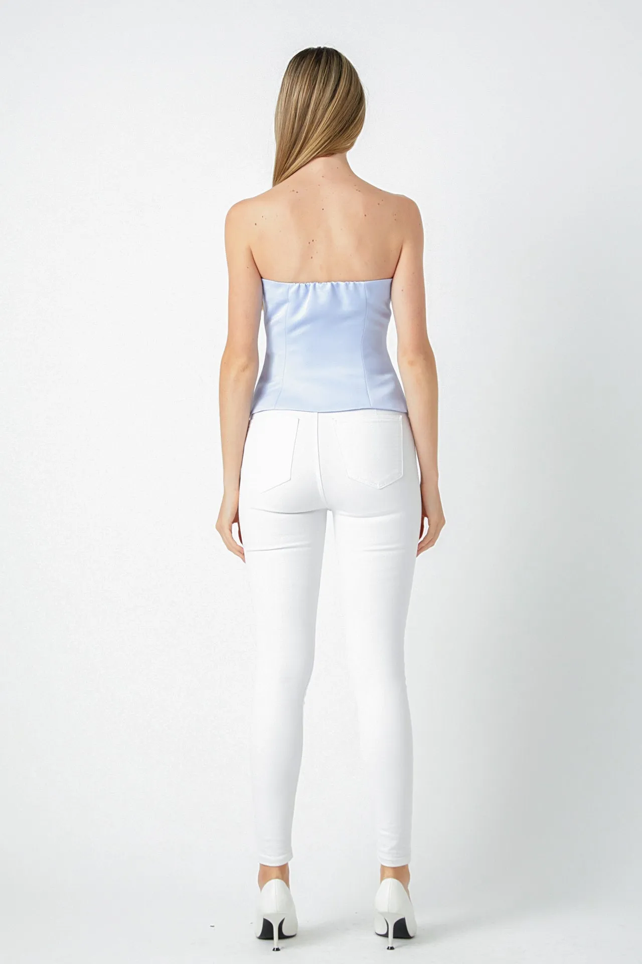 Button-Up Strapless Top