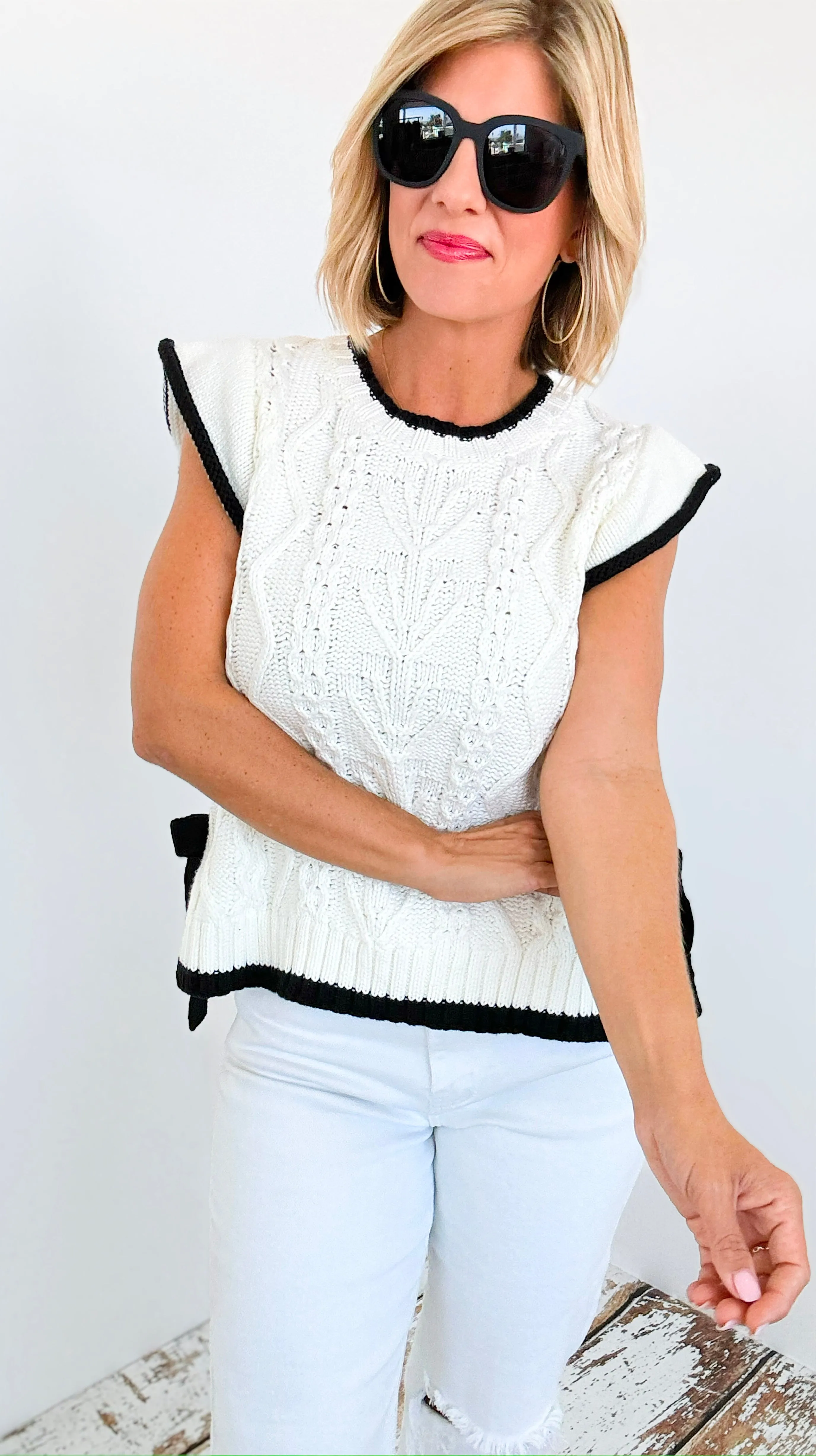 Cable Knit Side Tie Vest
