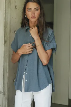 Caitlyn Button Up in Teal - FINAL SALE