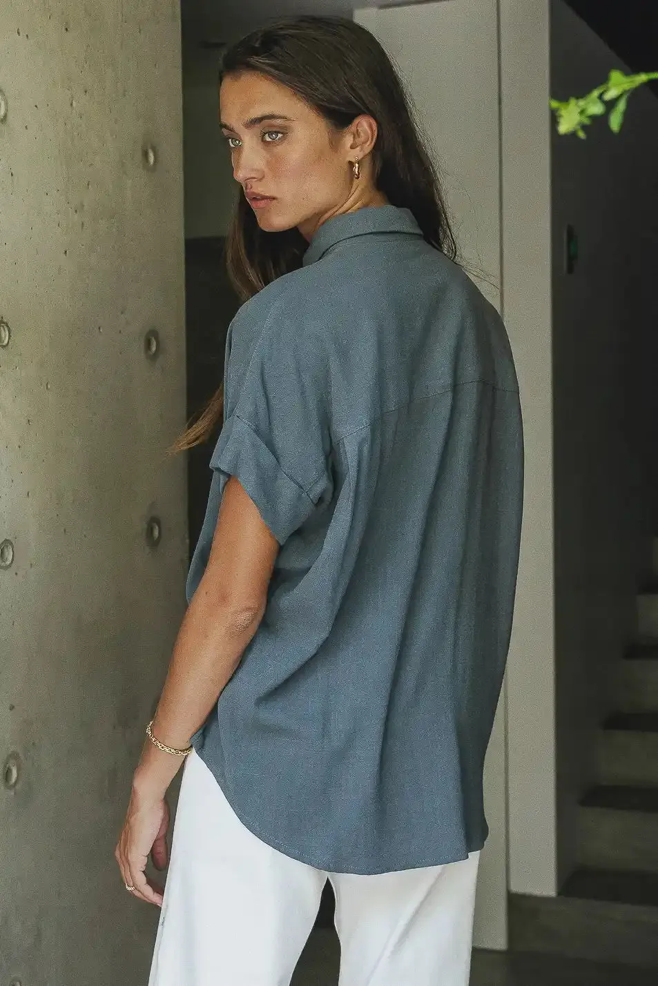 Caitlyn Button Up in Teal - FINAL SALE