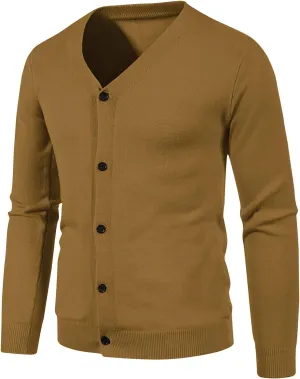Cardigan Sweaters for Men Lightweight Long Sleeve Sweaters Slim Fit Button Down Sweater Big and Tall Knit Sweater