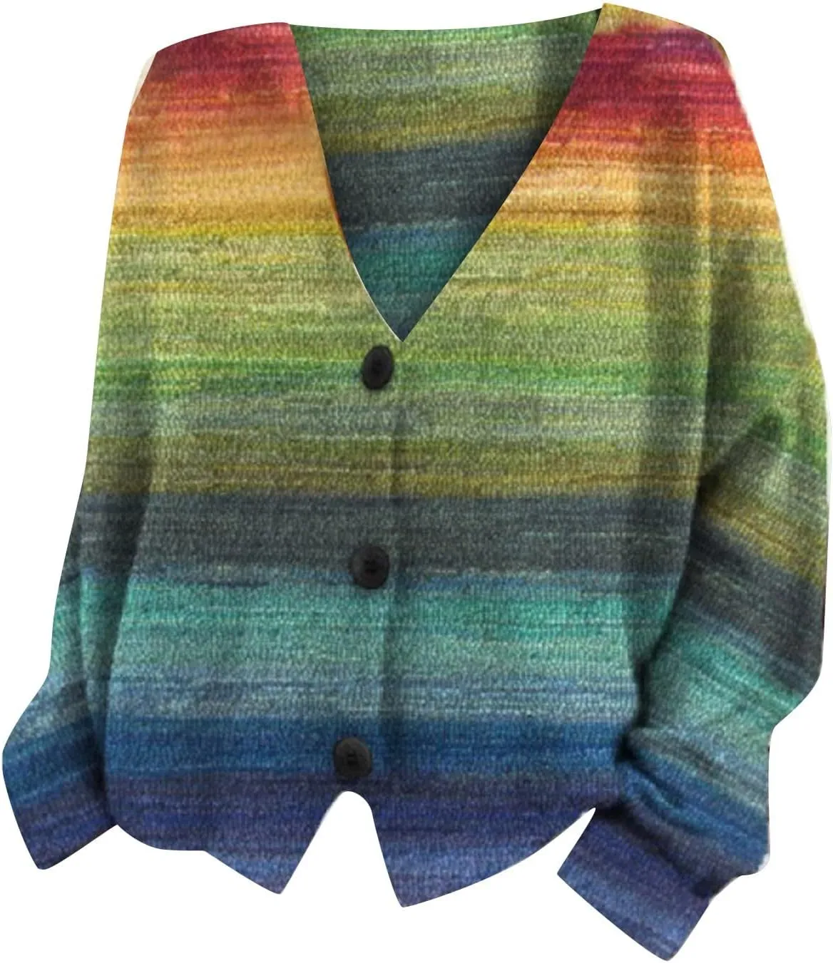 Cardigan Sweaters for Women Fall Casual Floral Printed Long Sleeve Button V-Neck Open Front Lightweight Loose Outwear