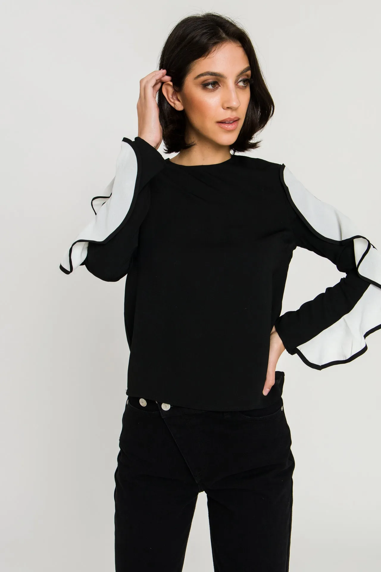 Cascading Ruffle Blouse