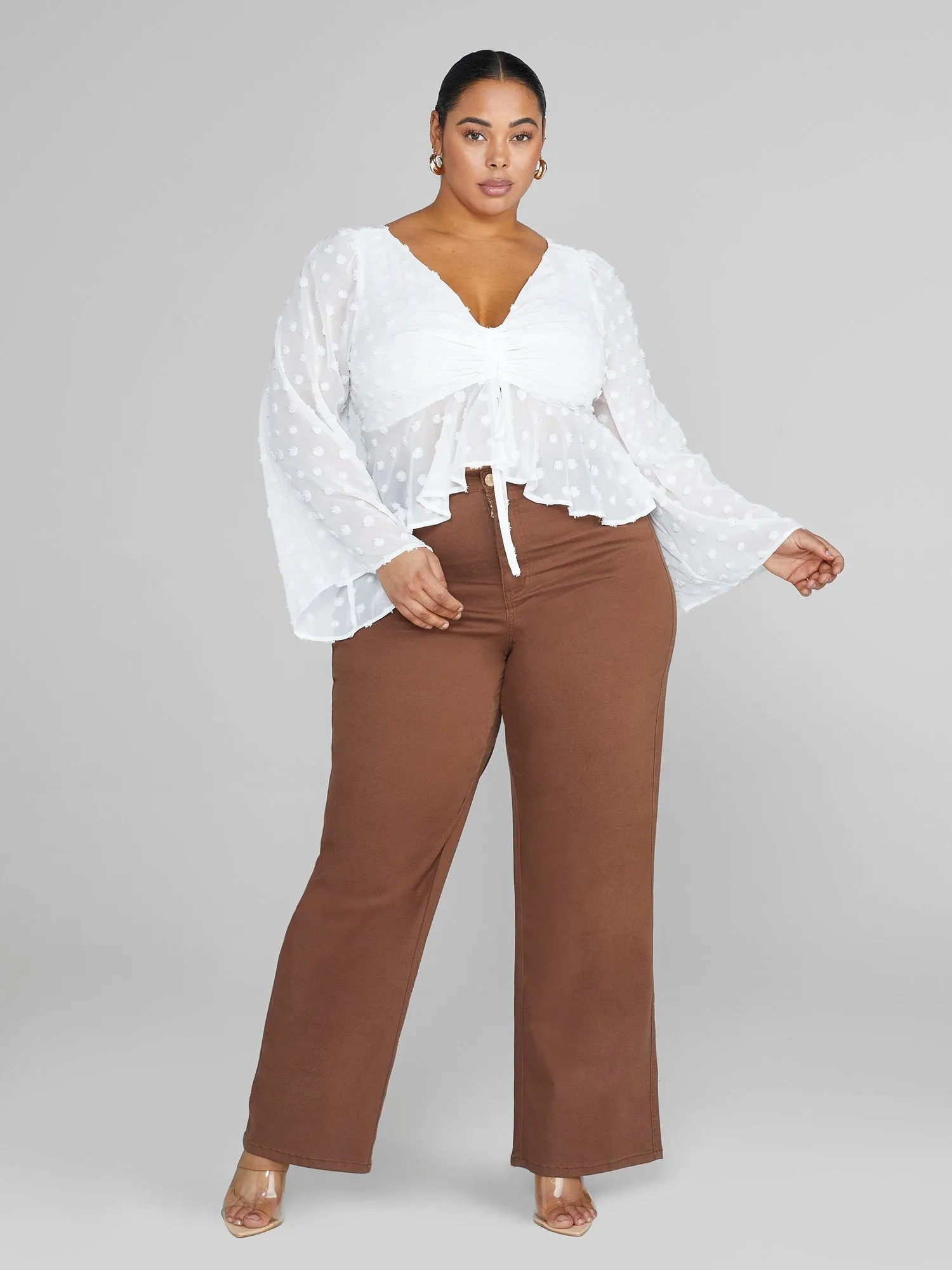 Cheri Swiss Dot Peplum Top