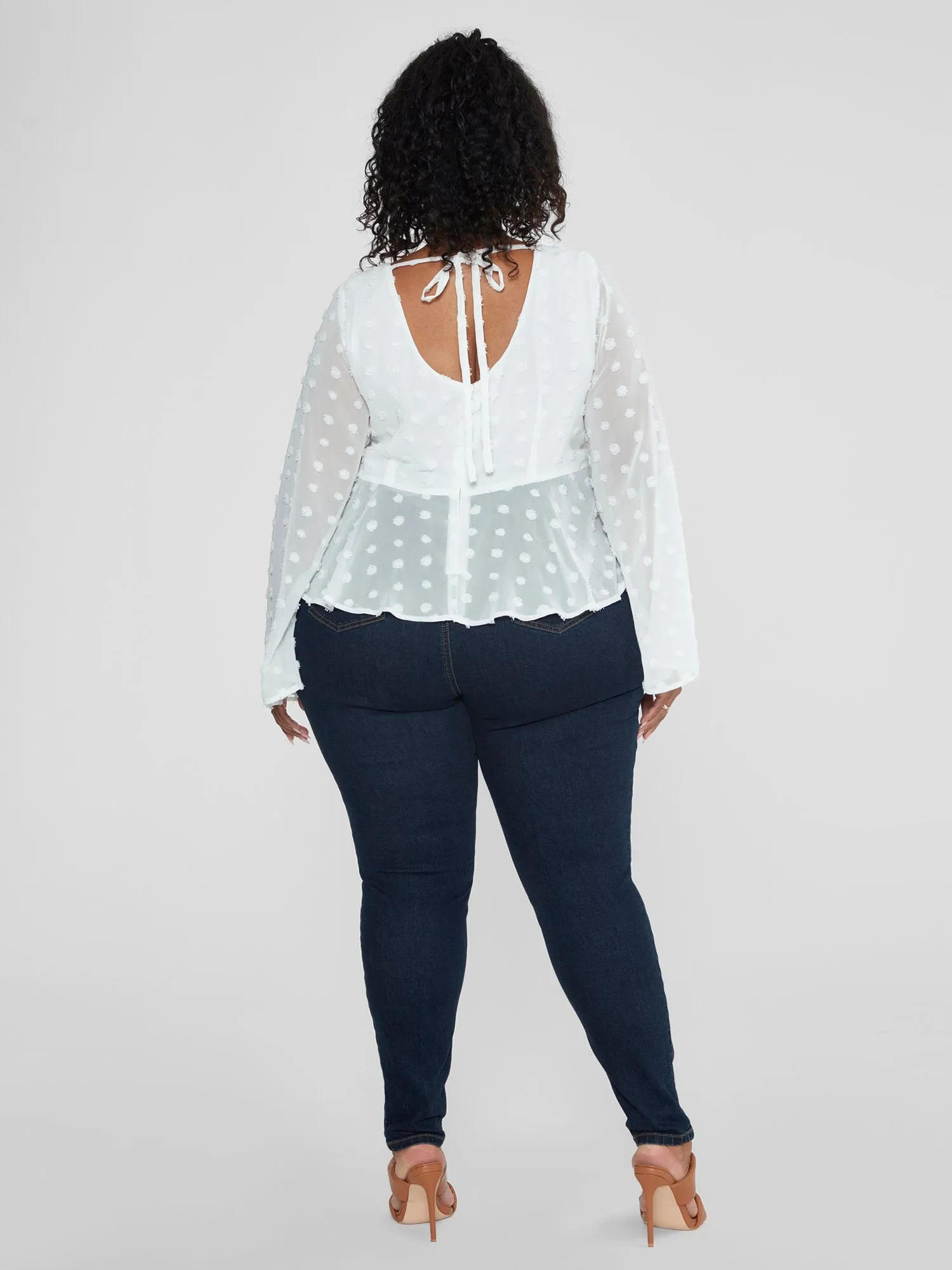 Cheri Swiss Dot Peplum Top