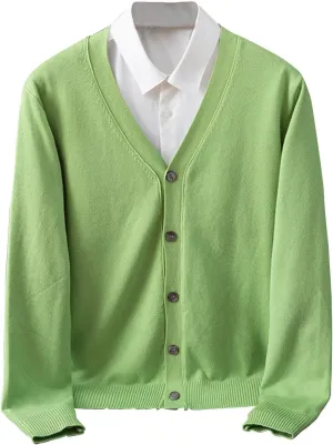 Classic V Neck Cardigans Sweaters for Men Casual Lightweight Button Down Knitted Sweater Tops Stretch Cardigan Jacket