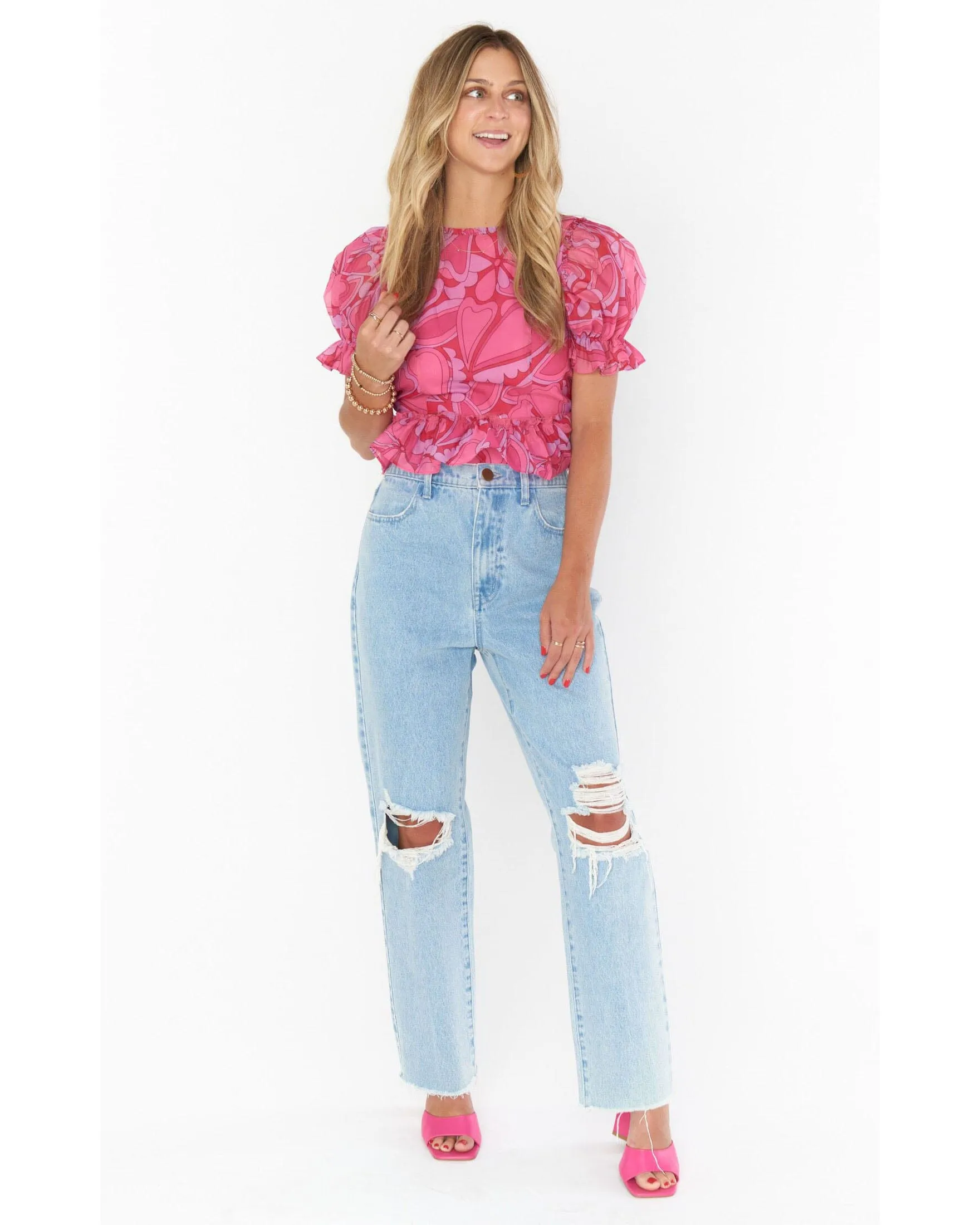 Daiquiri Peplum Top | Candy Hearts Organza