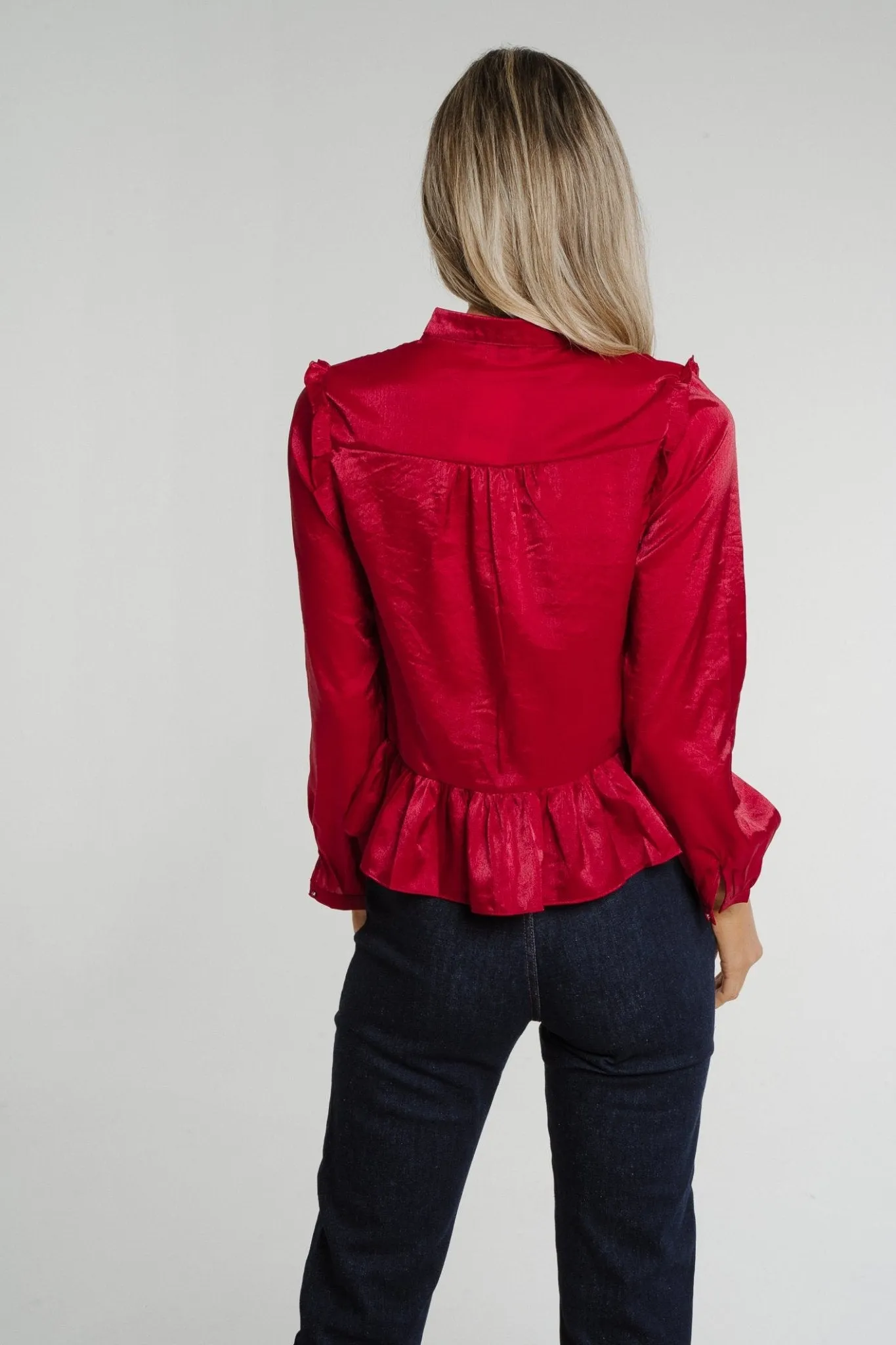 Daisy Peplum Top In Red