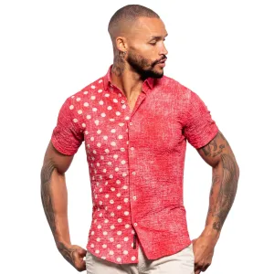 Disappearing Act Seersucker Short Sleeve Shirt - Red
