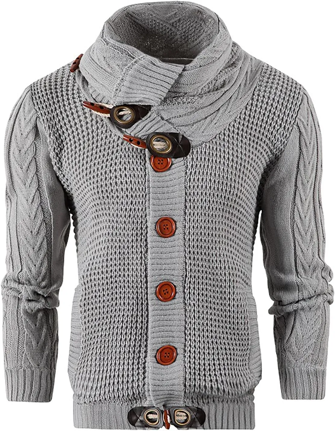 DuDubaby Autumn and Winter Men's Fashion Loose Cardigan Warm Lapel Hooded Jacket Sweater