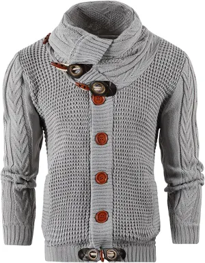 DuDubaby Autumn and Winter Men's Fashion Loose Cardigan Warm Lapel Hooded Jacket Sweater