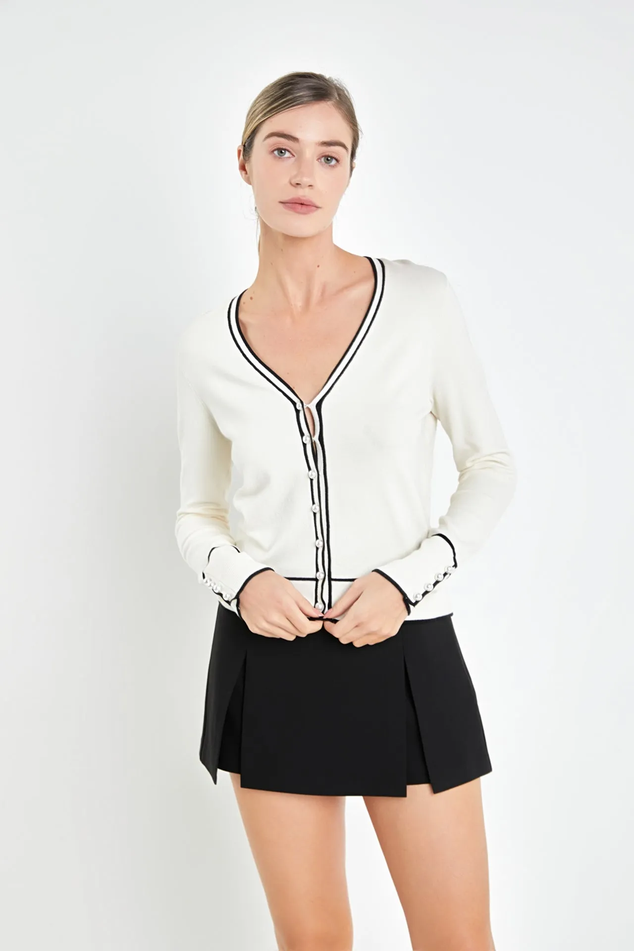 English Factory - Pearl Button Knit Cardigan