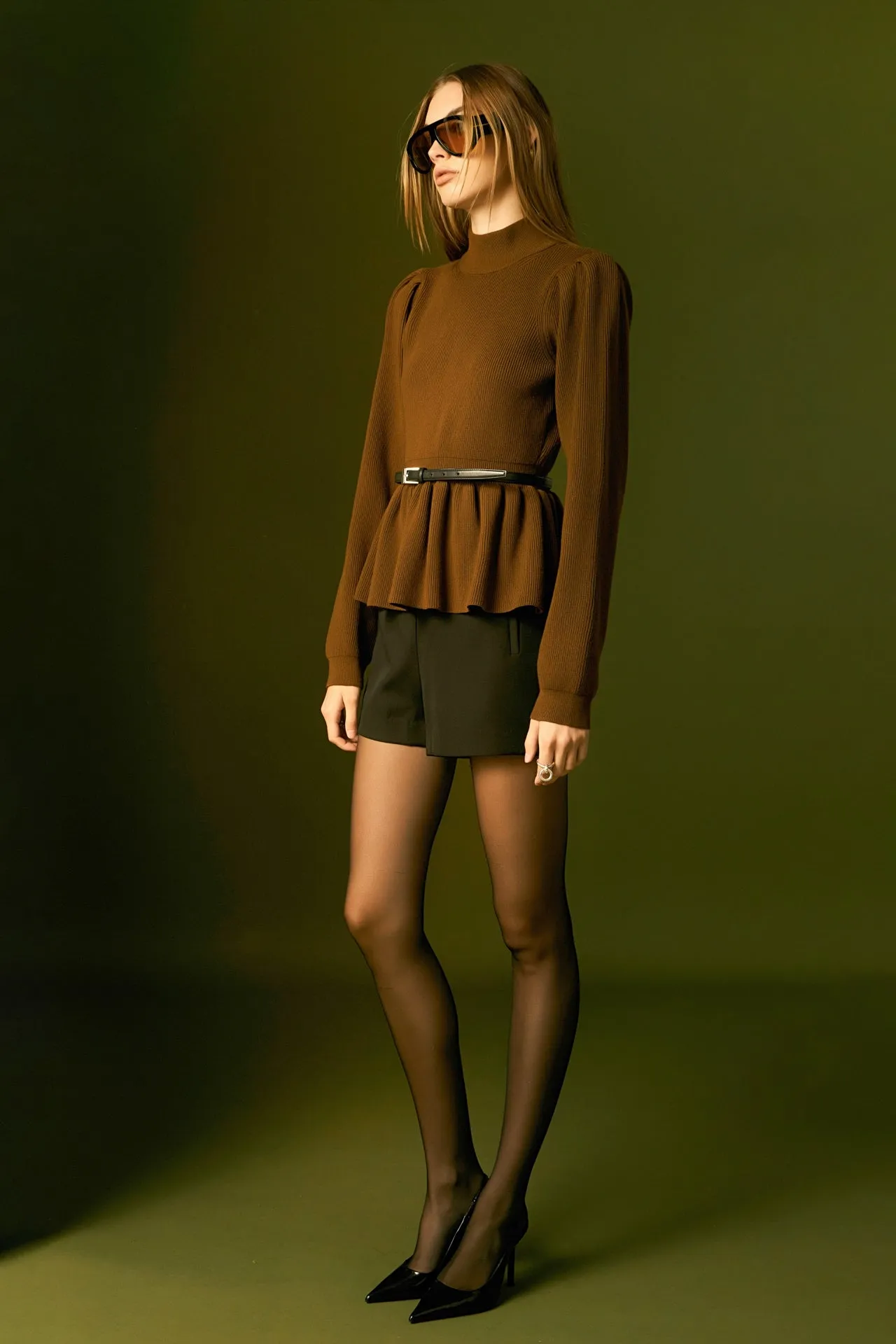 English Factory - Peplum Waist Knit Top