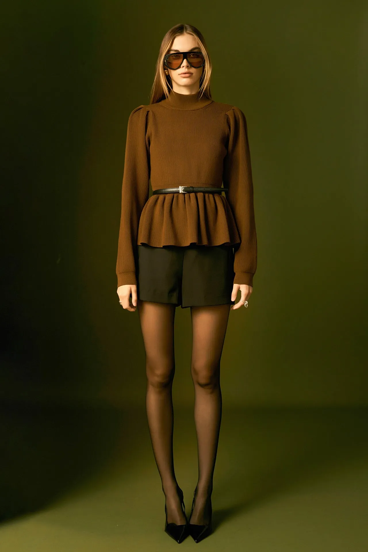 English Factory - Peplum Waist Knit Top