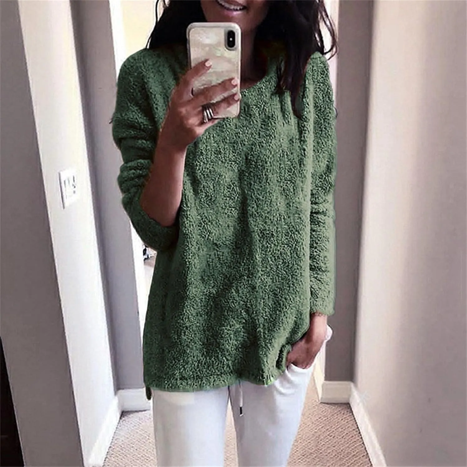 Fall Sweaters for Women Winter Coat Fleece Thickening Plus Size Coat Jacket Casual Plus Size Long Sleeve Loose Top