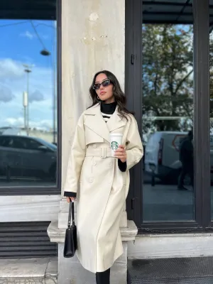 Faux Leather Trench Coat