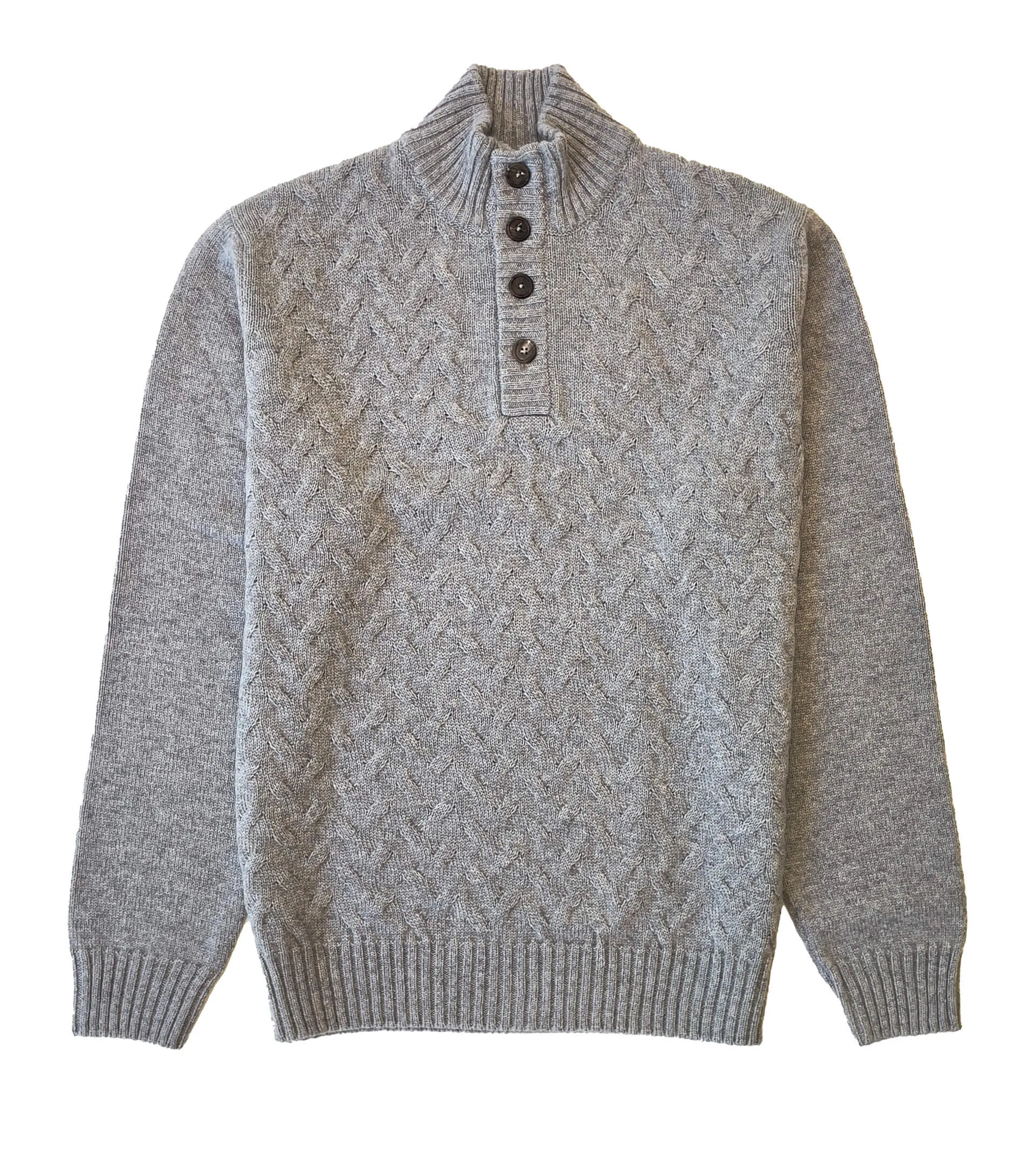 FIORONI CASHMERE 100% Cashmere Cable Knit Mock