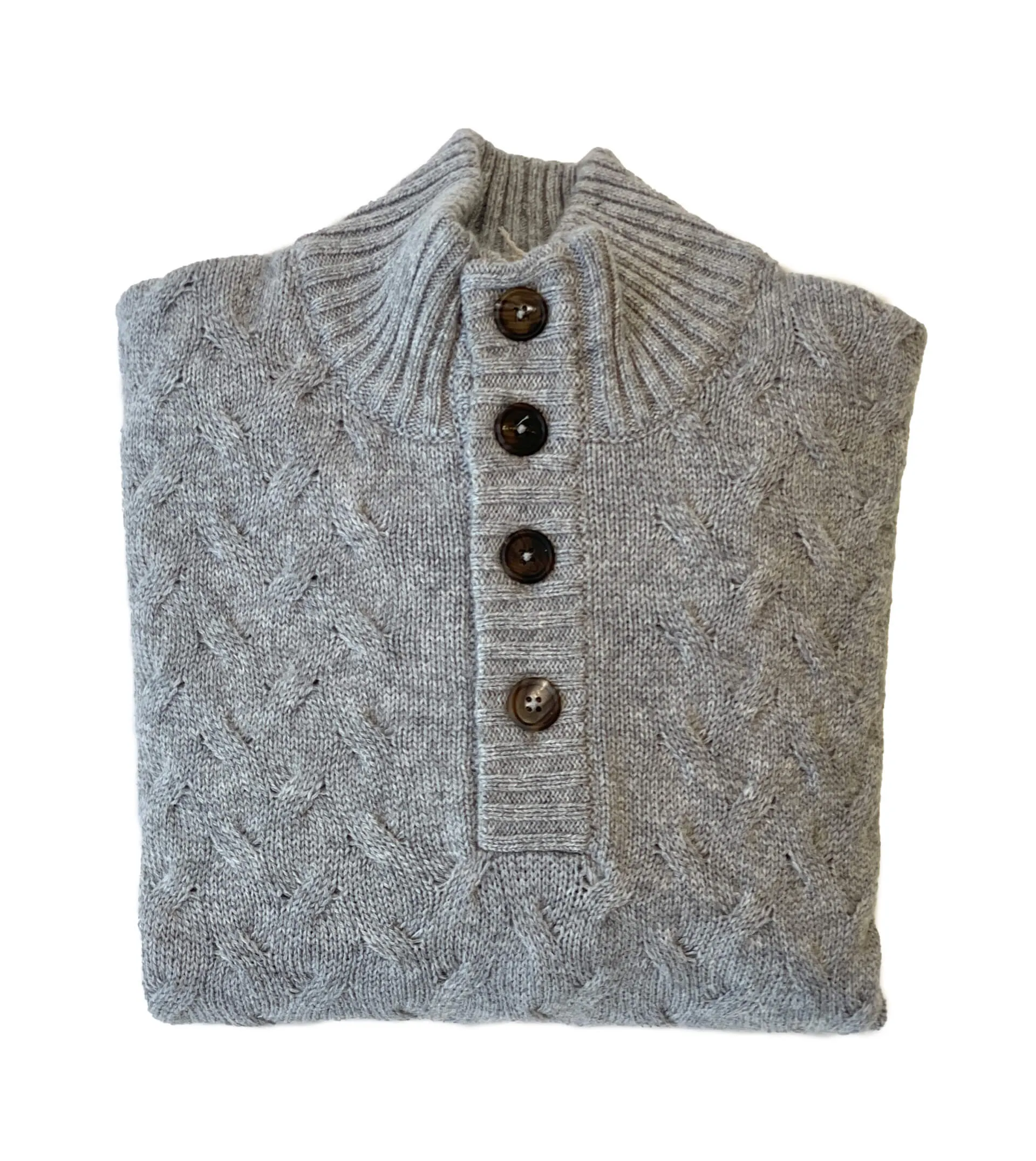FIORONI CASHMERE 100% Cashmere Cable Knit Mock