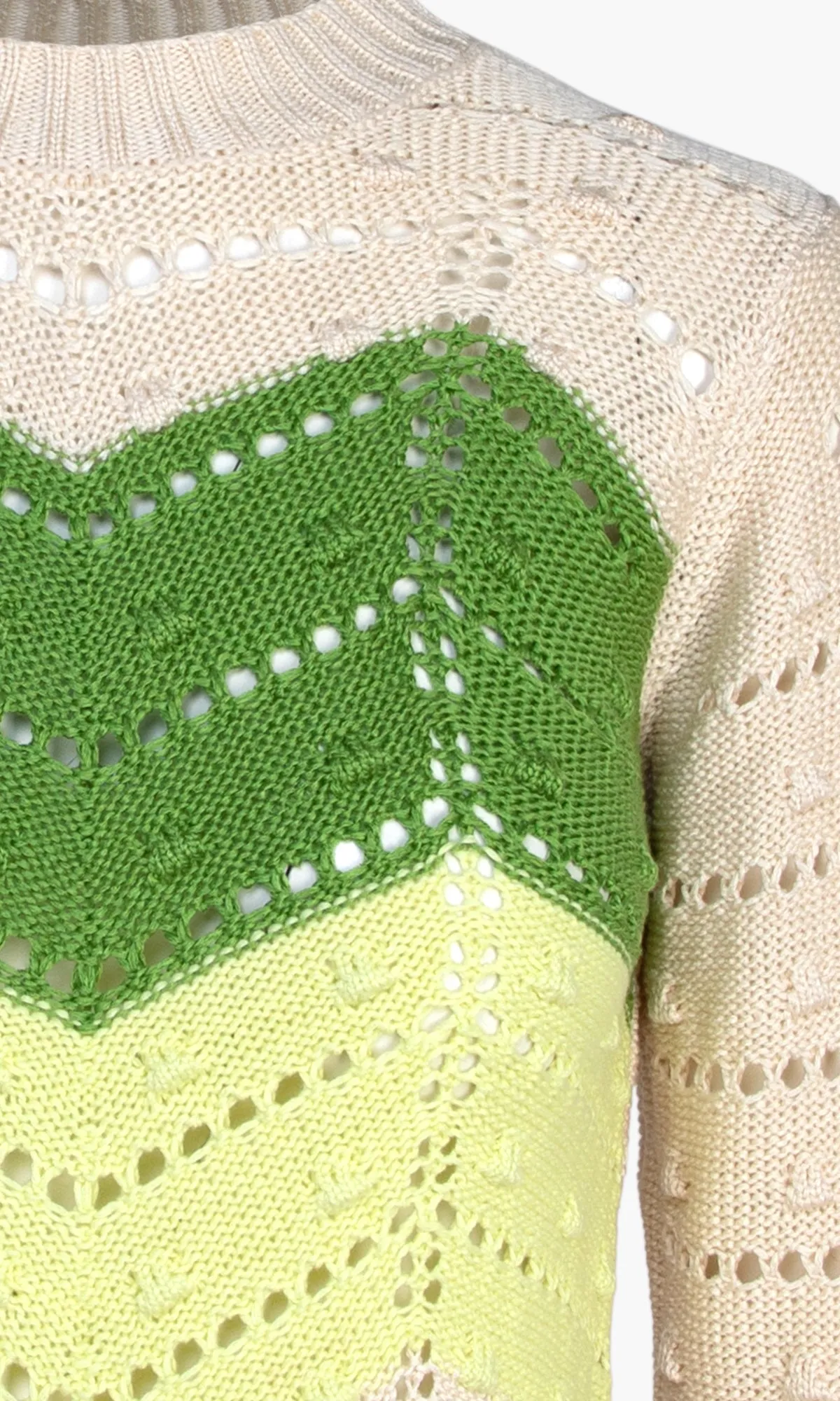 Juno Pointelle Chevron Knit Sweater