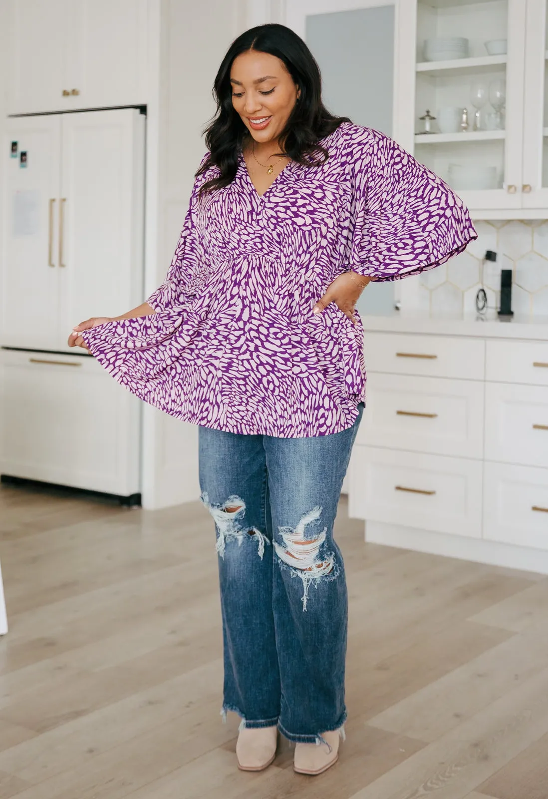 Keily Peplum Top in Painted Purple