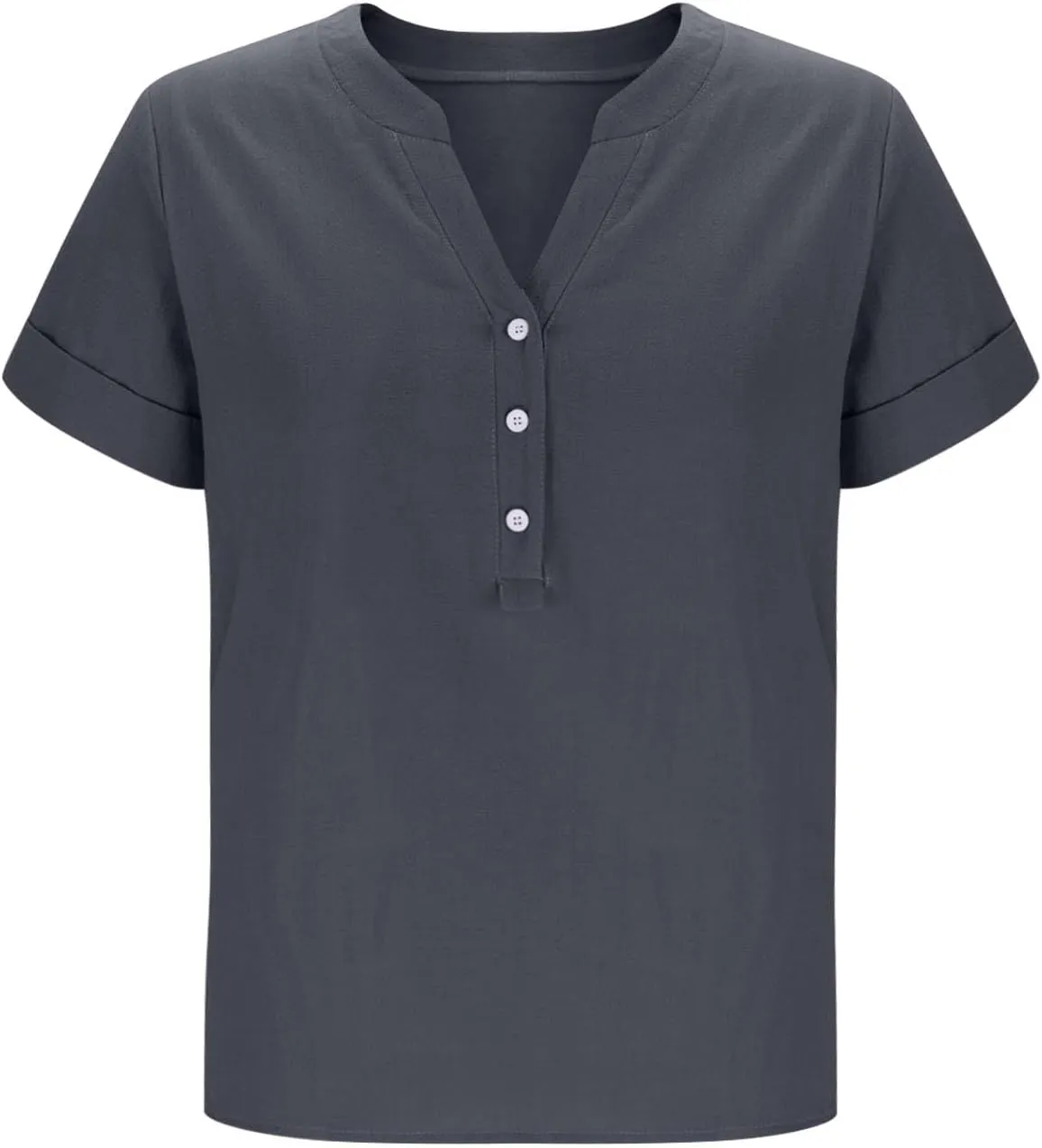 Linen Tops for Women 2025 Summer Button Down V Neck Shirts Casual Short Sleeve Loose Tshirt Cotton Linen Blouse Tees