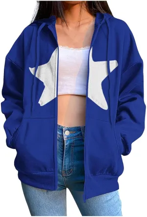 Long Sleeve Hooded Sweatshirt Coat Women Casual Light Jacket Zip Outwear with Pocket Athletic Cardigan Fall Tops