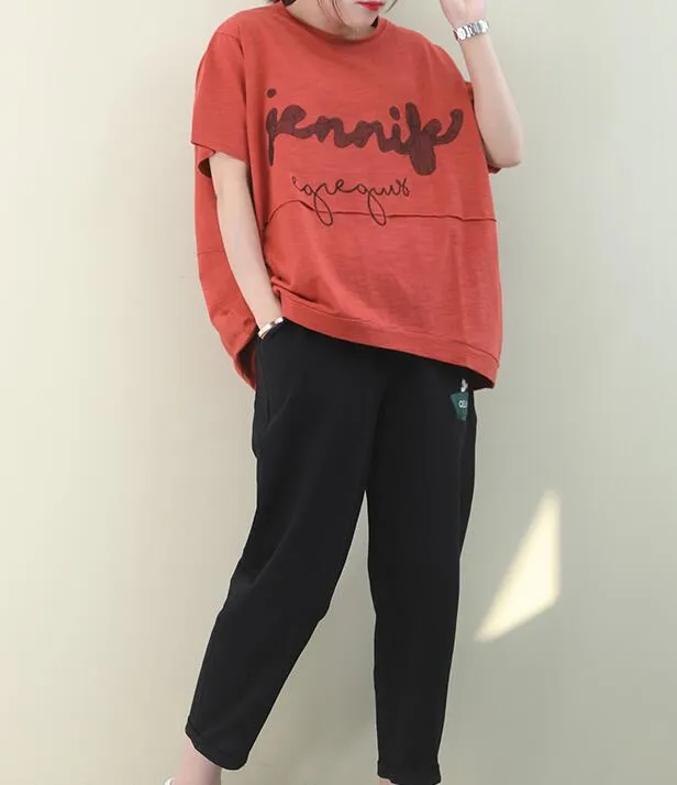 Loose Casual T-Shirts Summer Women Cotton Tops 8707