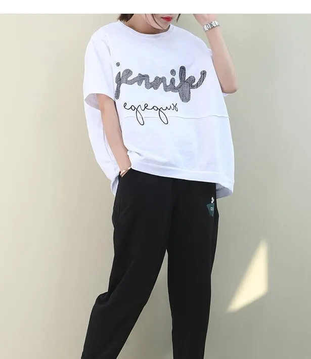 Loose Casual T-Shirts Summer Women Cotton Tops 8707