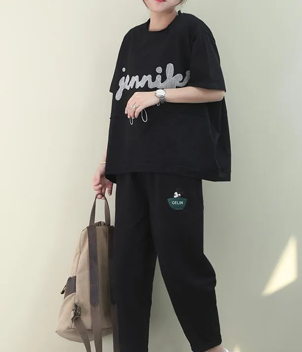 Loose Casual T-Shirts Summer Women Cotton Tops 8707