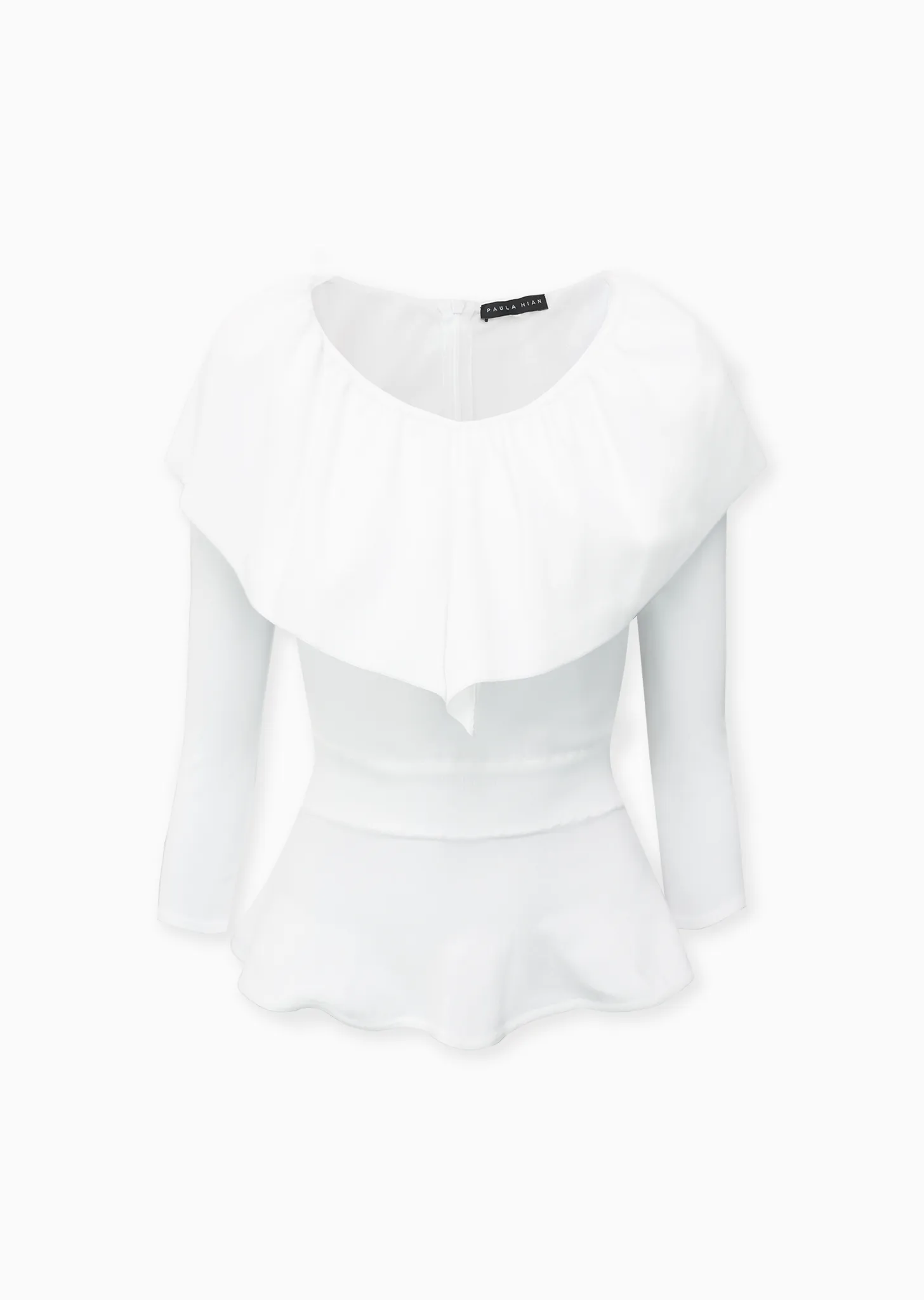 Loraina - Milano Knit Ruffle Neckline Peplum Top