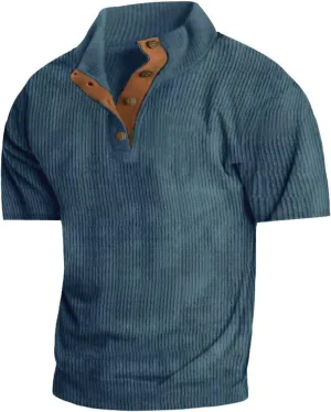 Mens 1/4 Button Sweater Short Sleeve Stand Collar Mens Sweatshirt Thermal Shirt Men's Sweatshirts No Hood, Mens Hoodie