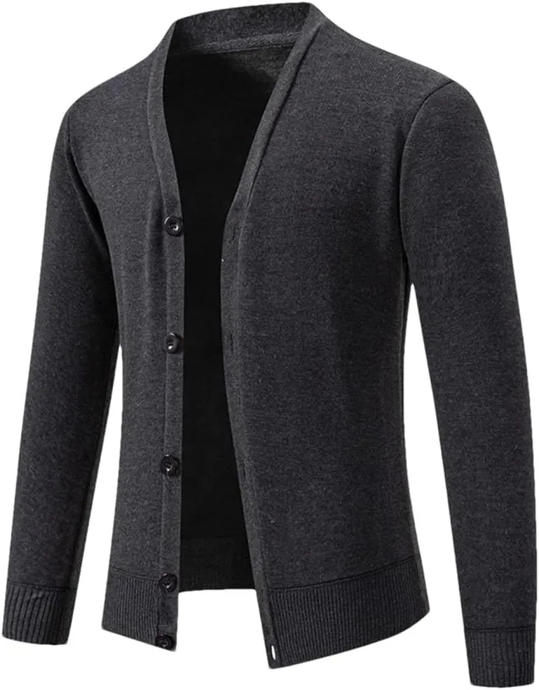 Men's Casual Cardigan Sweater Long Sleeve V Neck Button Down Sweaters Knit Cardigan Sweaters