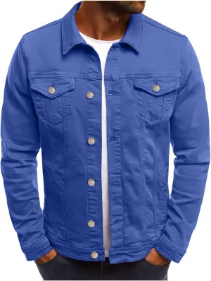 Mens Casual Denim Jackets Long Sleeve Button Down Shirts Loose Fit Lightweight Shacket Jackets Denim Shirt with Pockets