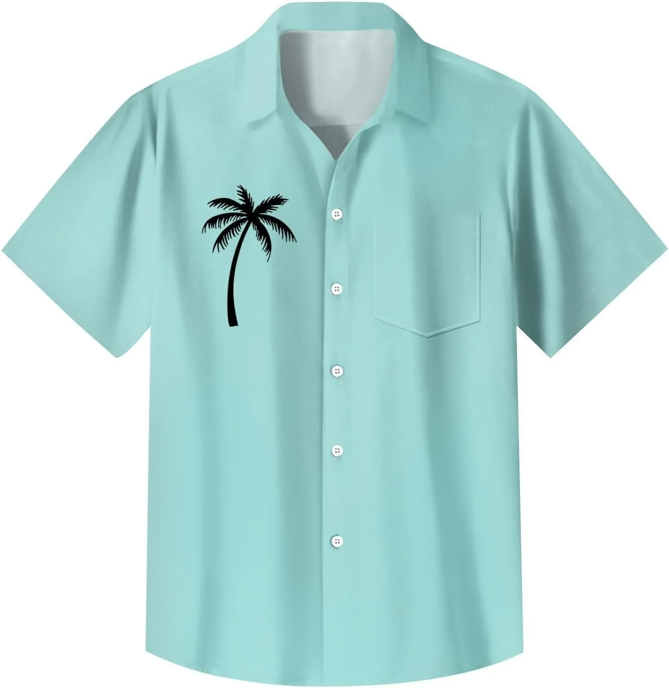 Men's Short Sleeve Button Up Hawaiian Shirt 1950s Vintage Tropical Palm Holiday Beach Shirts Lightweight Quick Dry Top