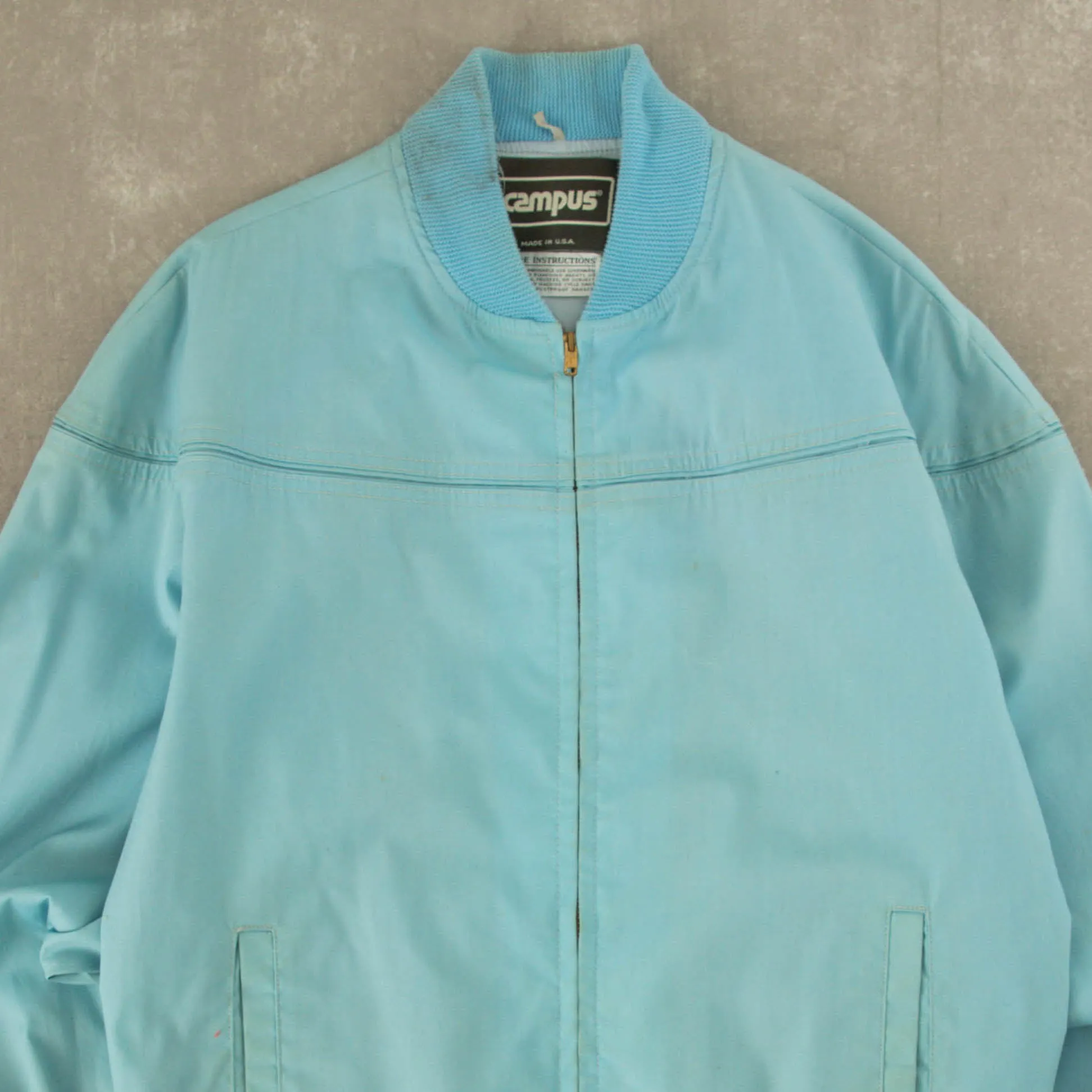 MEN'S VINTAGE 1980S CAMPUS BOMBER JACKET - LARGE