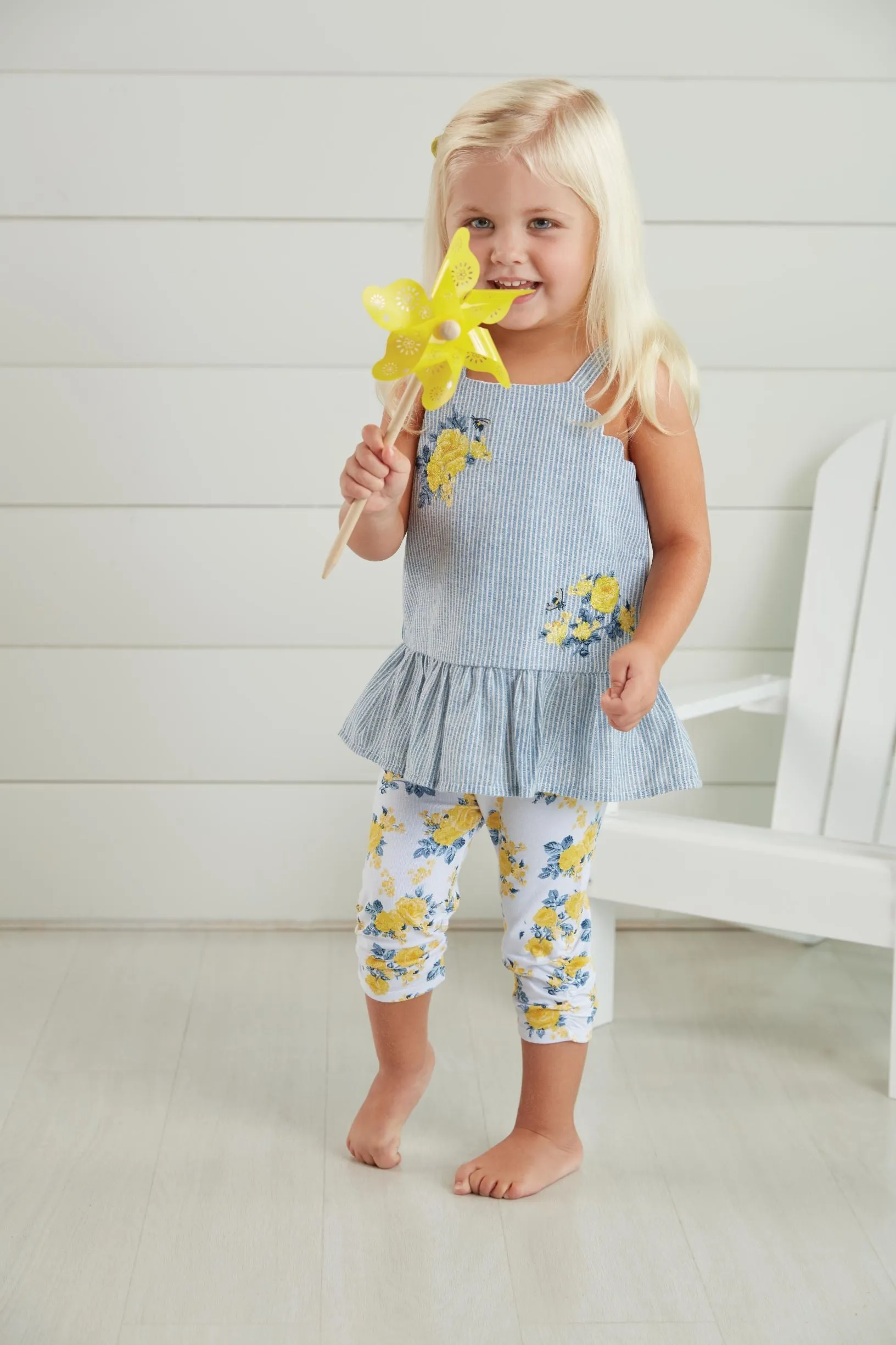Mud Pie Floral Stripe Top & Legging Set