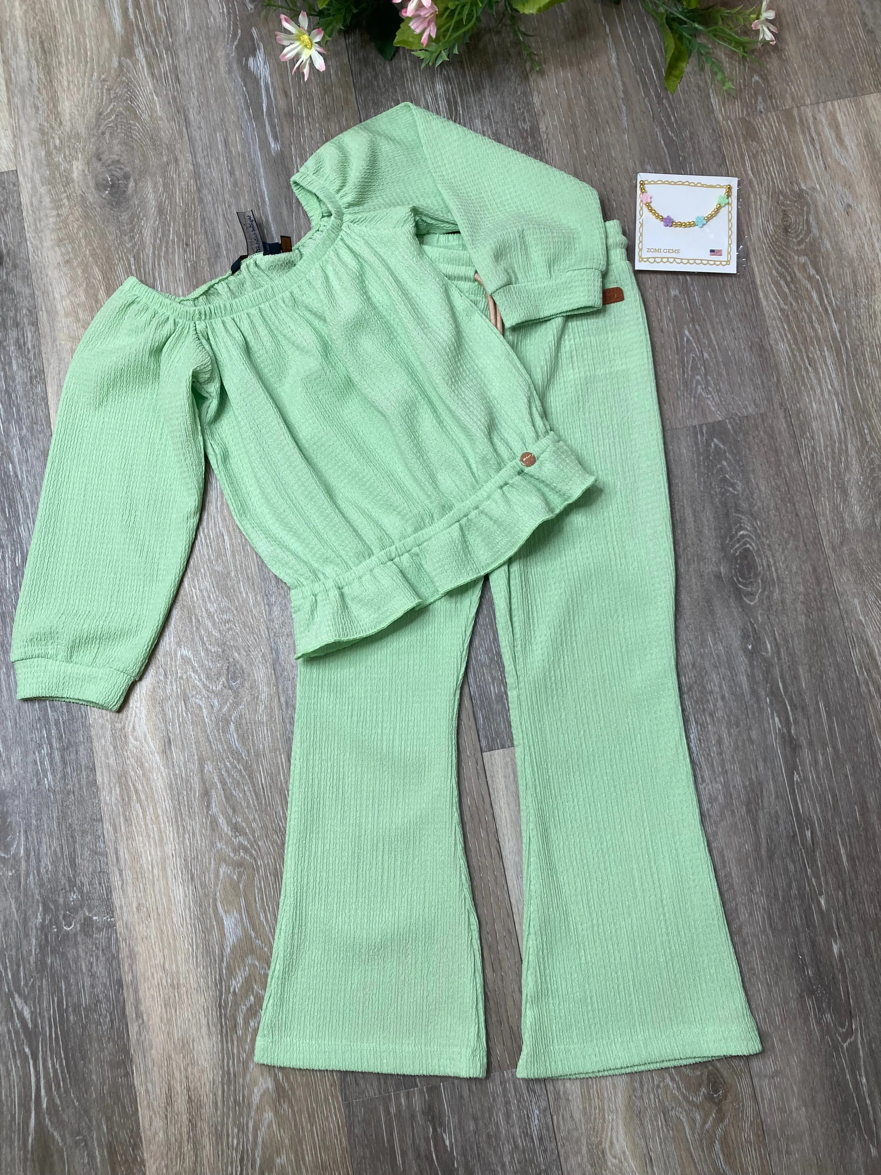 NON Green Peplum Top